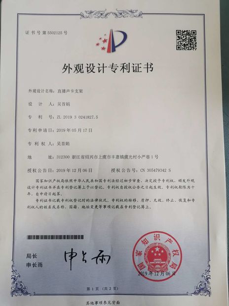 China SHAOXING SHANGYU ENZE PHOTOGRAPHIC EQUIPMENT CO.,LTD. certificaciones